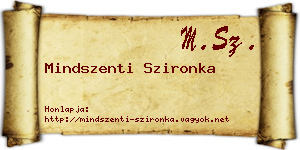 Mindszenti Szironka névjegykártya